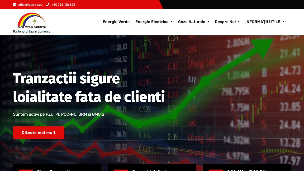 Pagina oficiala Dacia Energy Solutions SRL, furnizor de energie