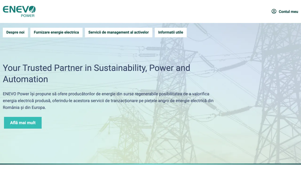 Pagina oficiala Enevo Power SRL, furnizor de energie