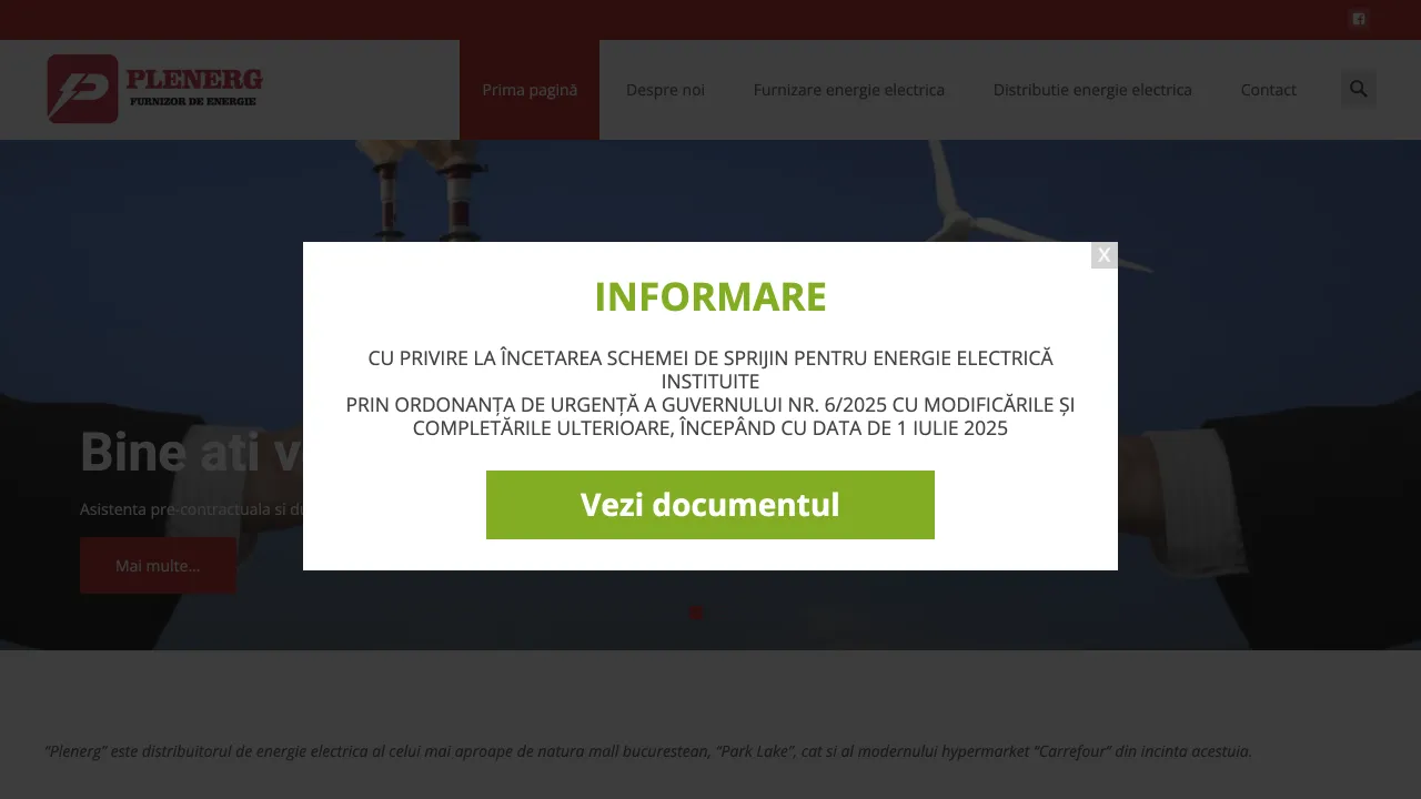 Pagina oficiala Plenerg SRL, furnizor de energie