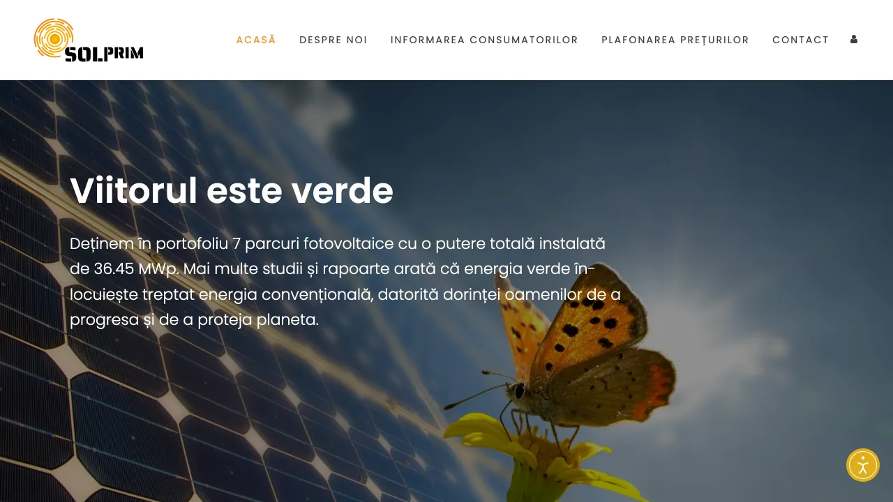 Pagina oficiala SOLPRIM SRL, furnizor de energie