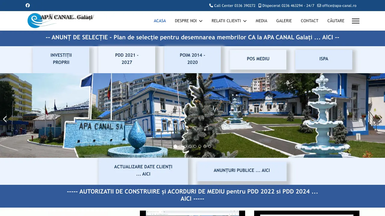 Site oficial Apa Canal Galati