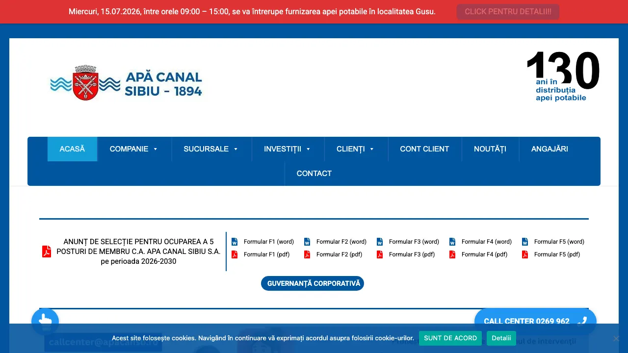 Site oficial Apa Canal Sibiu