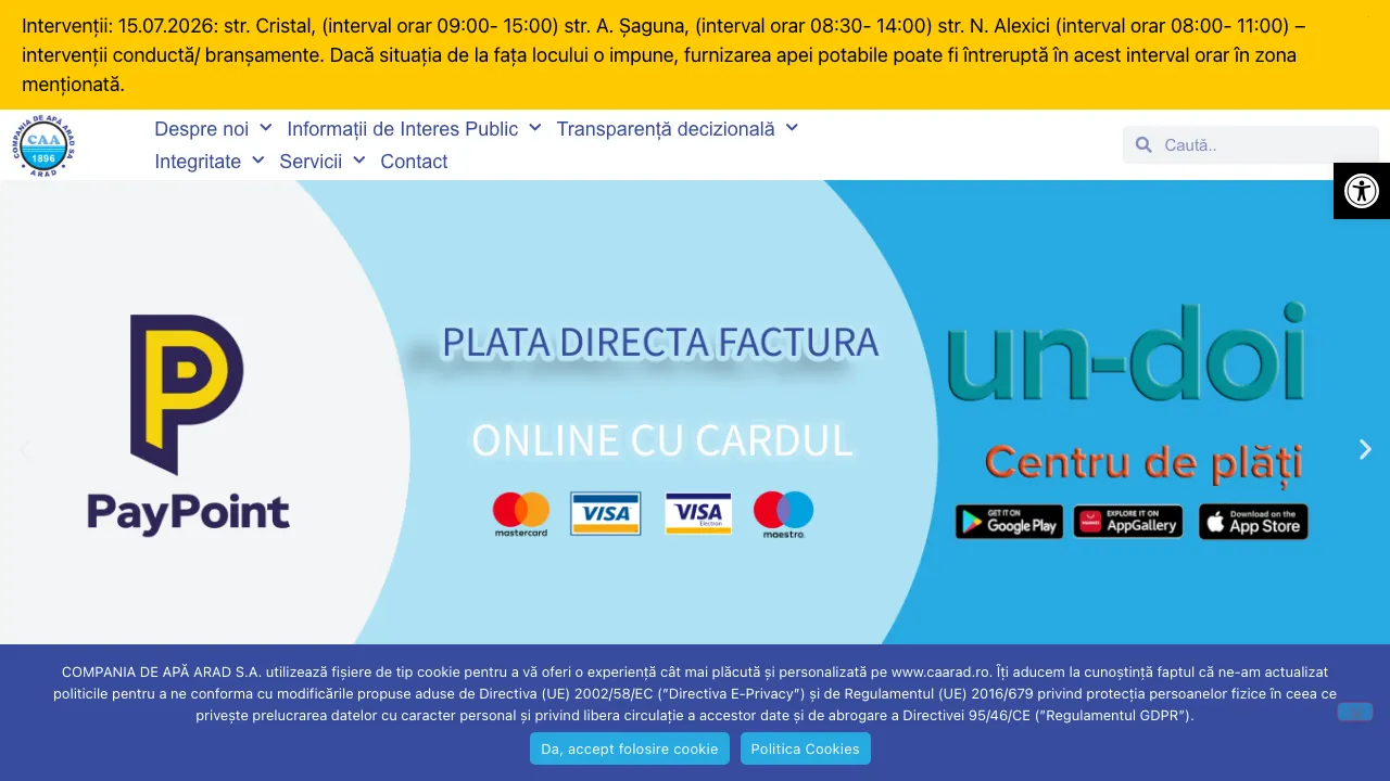 Site oficial Compania de Apa Arad