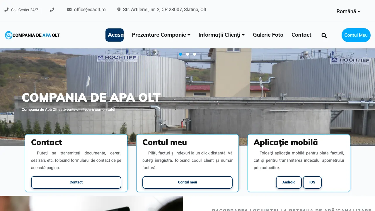 Site oficial Compania de Apa Olt